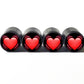 Beating Heart Emoji Tire Valve Caps - Black Aluminum - Set of Four