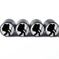 Bigfoot Sasquatch Hiking Tire Valve Caps - Black Aluminum - Set of Four