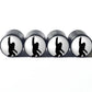 Bigfoot Sasquatch Peace Sign Tire Valve Caps - Black Aluminum - Set of Four