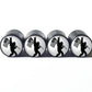 Bigfoot Sasquatch with American Flag Tire Valve Caps - Black Aluminum - Set of Four