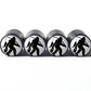 Bigfoot Sasquatch with Fishing Pole Tire Valve Caps - Black Aluminum - Set of Four