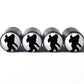 Bigfoot Sasquatch with Middle Finger Tire Valve Caps - Black Aluminum - Set of Four