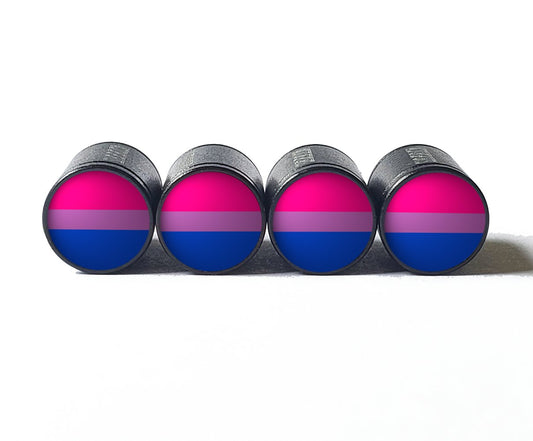 Bisexual Flag Tire Valve Stem Caps - Black Aluminum - Set of Four