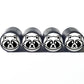 Black and White Raccoon Tire Valve Caps - Black Aluminum - Set of Four