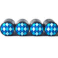 Blue Argyle Tire Valve Stem Caps - Black Aluminum - Set of Four