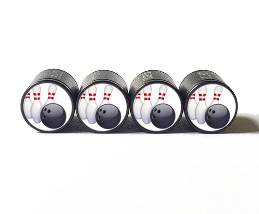 Bowling Ball and Pins Emoji Tire Valve Caps - Aluminum - Set of Four