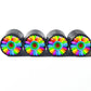 Bright Rainbow Daisy Flower Tire Valve Caps - Aluminum - Set of Four