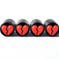 Broken Heart Emoji Tire Valve Caps - Black Aluminum - Set of Four