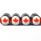 Canada Flag Tire Valve Stem Caps - Black Aluminum - Set of Four