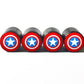 Captain America Tire Valve Caps - Black Aluminum - Set of Four