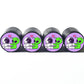 Cartoon Alien and Astronaut Love Tire Valve Caps - Black Aluminum - Set of 4