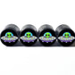 Cartoon Alien in Spaceship Tire Valve Caps - Black Aluminum - Set of 4