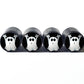 Cartoon Ghost Tire Valve Stem Caps - Black Aluminum - Set of Four