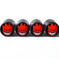 Cartoon Red Devil Tire Valve Caps - Black Aluminum - Set of Four