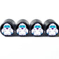 Cartoon Yeti Tire Valve Stem Caps - Black Aluminum - Set of Four