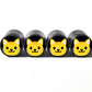 Cat Kitten Face Emoji Tire Valve Caps - Black Aluminum - Set of 4