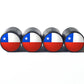 Chile Flag Tire Valve Stem Caps - Black Aluminum - Set of Four