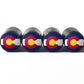 Colorado State Flag Tire Valve Caps - Black Aluminum - Set of Four