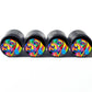 Colorful Dog Puppy Beagle Tire Valve Caps - Black Aluminum - Set of 4
