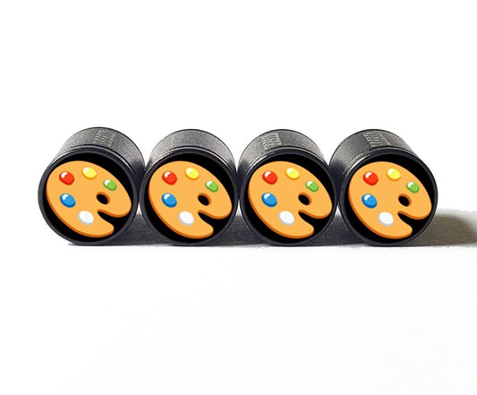 Colorful Paint Palette Emoji Tire Valve Caps - Aluminum - Set of Four