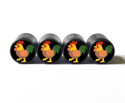 Colorful Rooster Chicken Emoji Tire Valve Caps - Aluminum - Set of 4