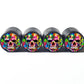 Colorful Skull Tire Valve Stem Caps - Black Aluminum - Set of Four