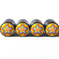 Colorful Stars Tire Valve Stem Caps - Black Aluminum - Set of Four