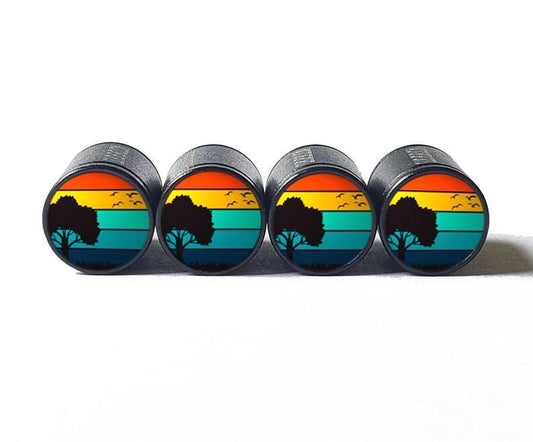 Colorful Tree Silhouette (Style 1) Tire Valve Caps - Aluminum - Set of 4