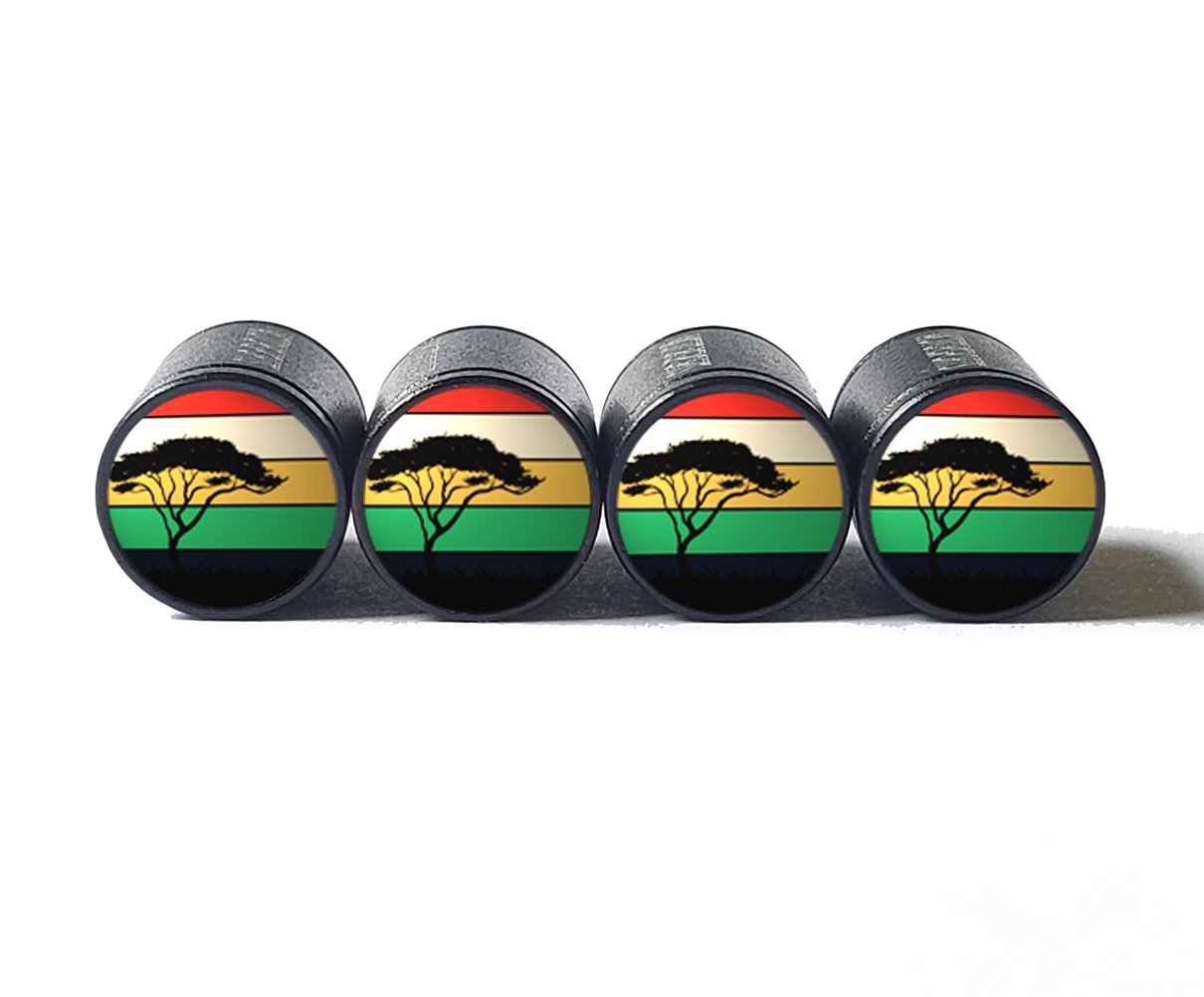 Colorful Tree Silhouette (Style 2) Tire Valve Caps - Aluminum - Set of 4