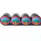 Colorful Trippy Mushroom Tire Valve Caps - Black Aluminum - Set of 4