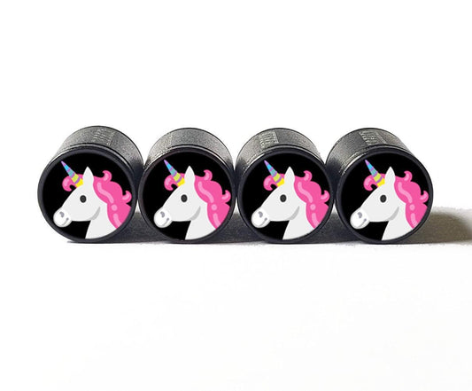 Colorful Unicorn Emoji (Type 1) Tire Valve Caps - Aluminum - Set of 4