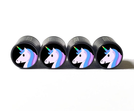 Colorful Unicorn Emoji (Type 2) Tire Valve Caps - Aluminum - Set of 4