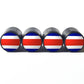 Costa Rica Flag Tire Valve Stem Caps - Black Aluminum - Set of Four