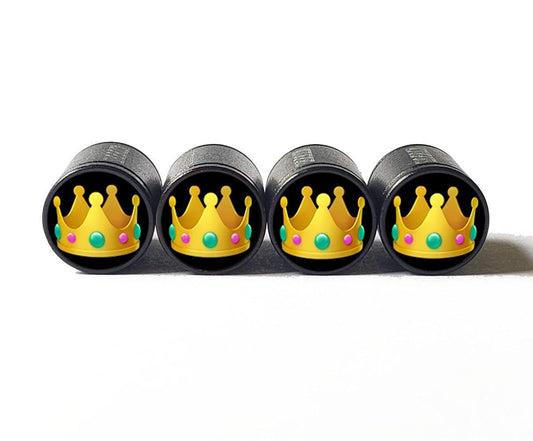 Crown Jewels Emoji Tire Valve Caps - Black Aluminum - Set of Four