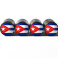 Cuba Flag Tire Valve Stem Caps - Black Aluminum - Set of Four