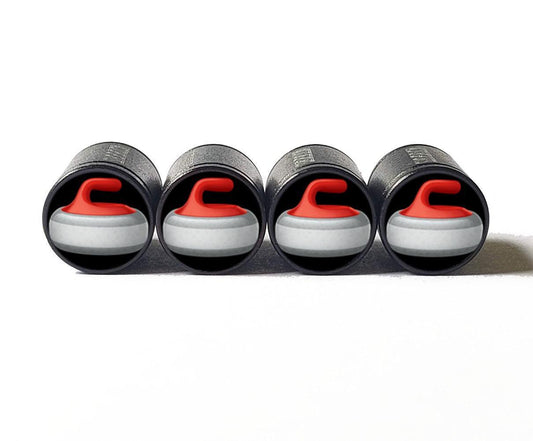 Curling Stone Emoji Tire Valve Caps - Black Aluminum - Set of Four