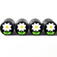 Daisy Flower Emoji (Type 2) Tire Valve Caps - Aluminum - Set of Four