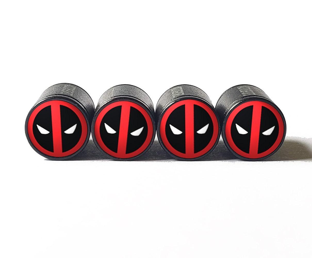 Deadpool Tire Valve Stem Caps - Black Aluminum - Set of Four