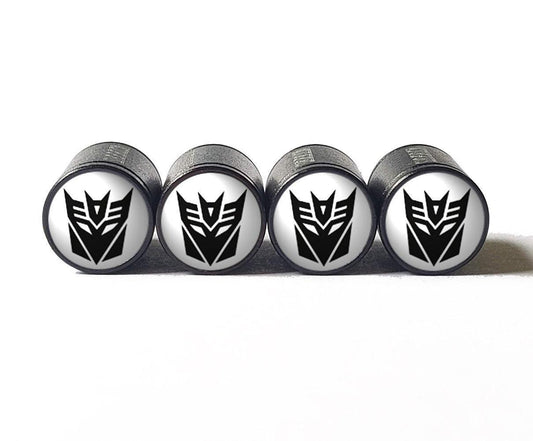 Decepticons Tire Valve Caps - Black Logo - Aluminum - Set of Four