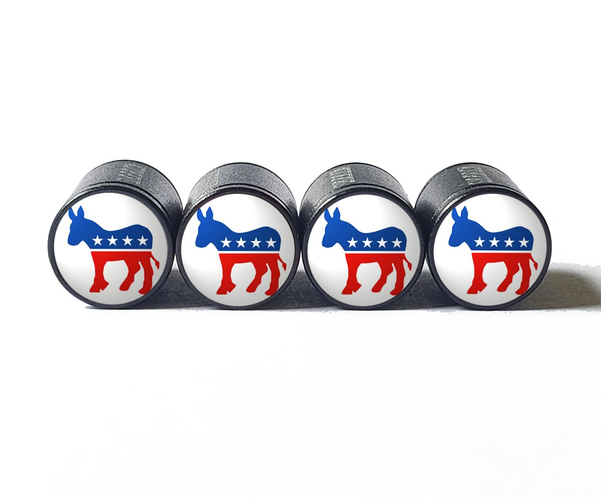 Democratic Party DNC Tire Valve Stem Caps - Black Aluminum - Set of Four