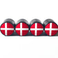 Denmark Flag Tire Valve Stem Caps - Black Aluminum - Set of Four