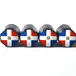 Dominican Republic Flag Tire Valve Stem Caps - Black Aluminum - Set of Four