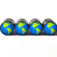 Earth World Planet Emoji Tire Valve Caps - Black Aluminum - Set of 4