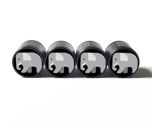 Elephant Emoji Tire Valve Caps - Black Aluminum - Set of Four