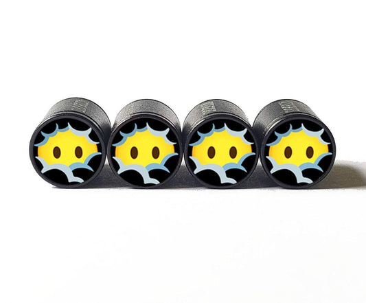 Face in the Clouds Emoji Tire Valve Caps - Black Aluminum - Set of 4