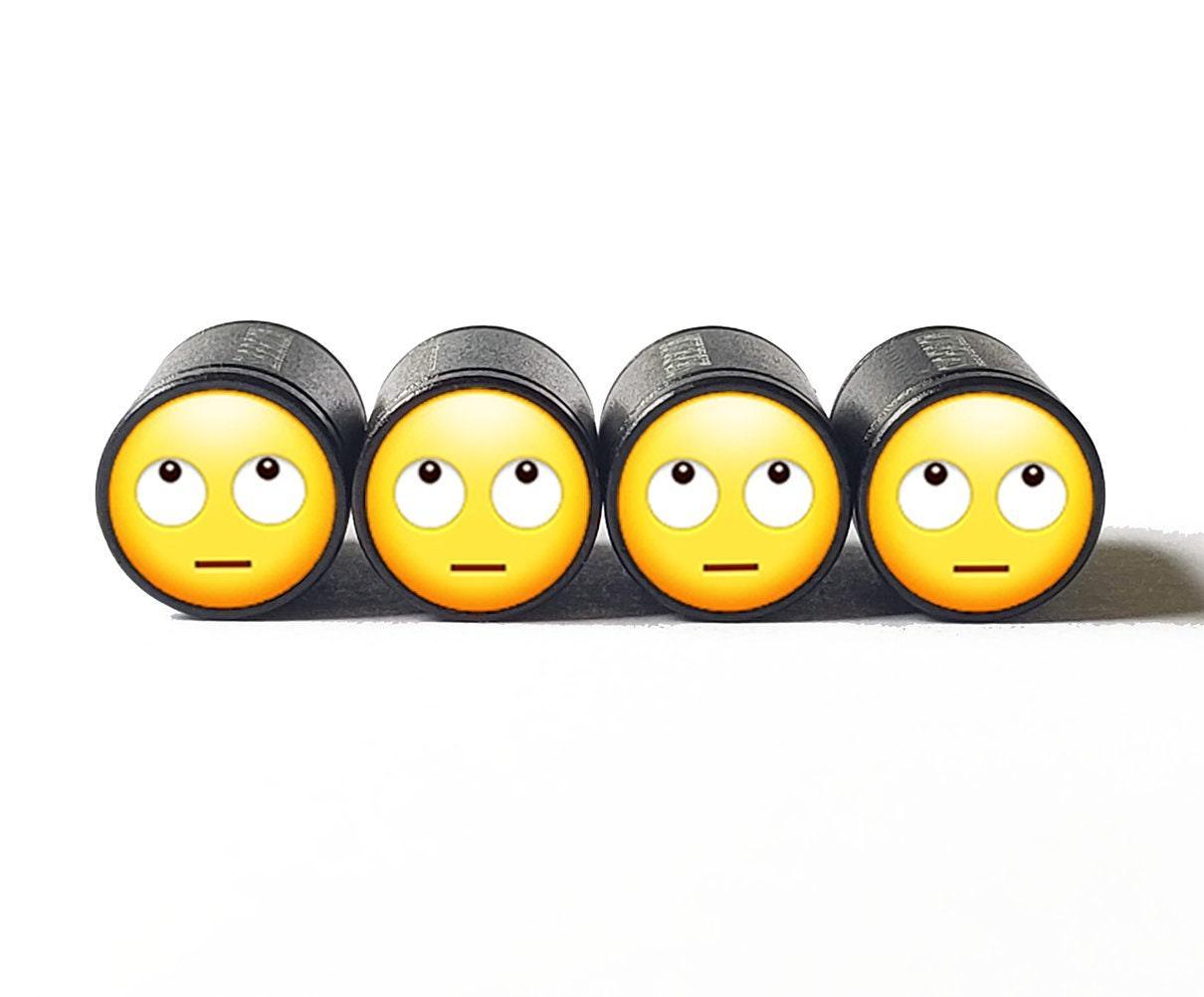 Face with Rolling Eyes Emoji Tire Valve Caps - Aluminum - Set of Four