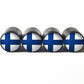 Finland Flag Tire Valve Stem Caps - Black Aluminum - Set of Four