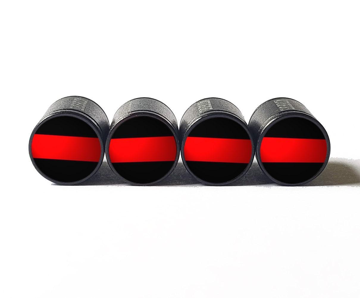 Fire Fighter Red Line Original Flag - Tire Valve Caps - Set of Four