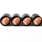 Football Emoji Tire Valve Stem Caps - Black Aluminum - Set of Four