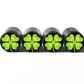 Four Leaf Clover Emoji Tire Valve Caps - Black Aluminum - Set of Four